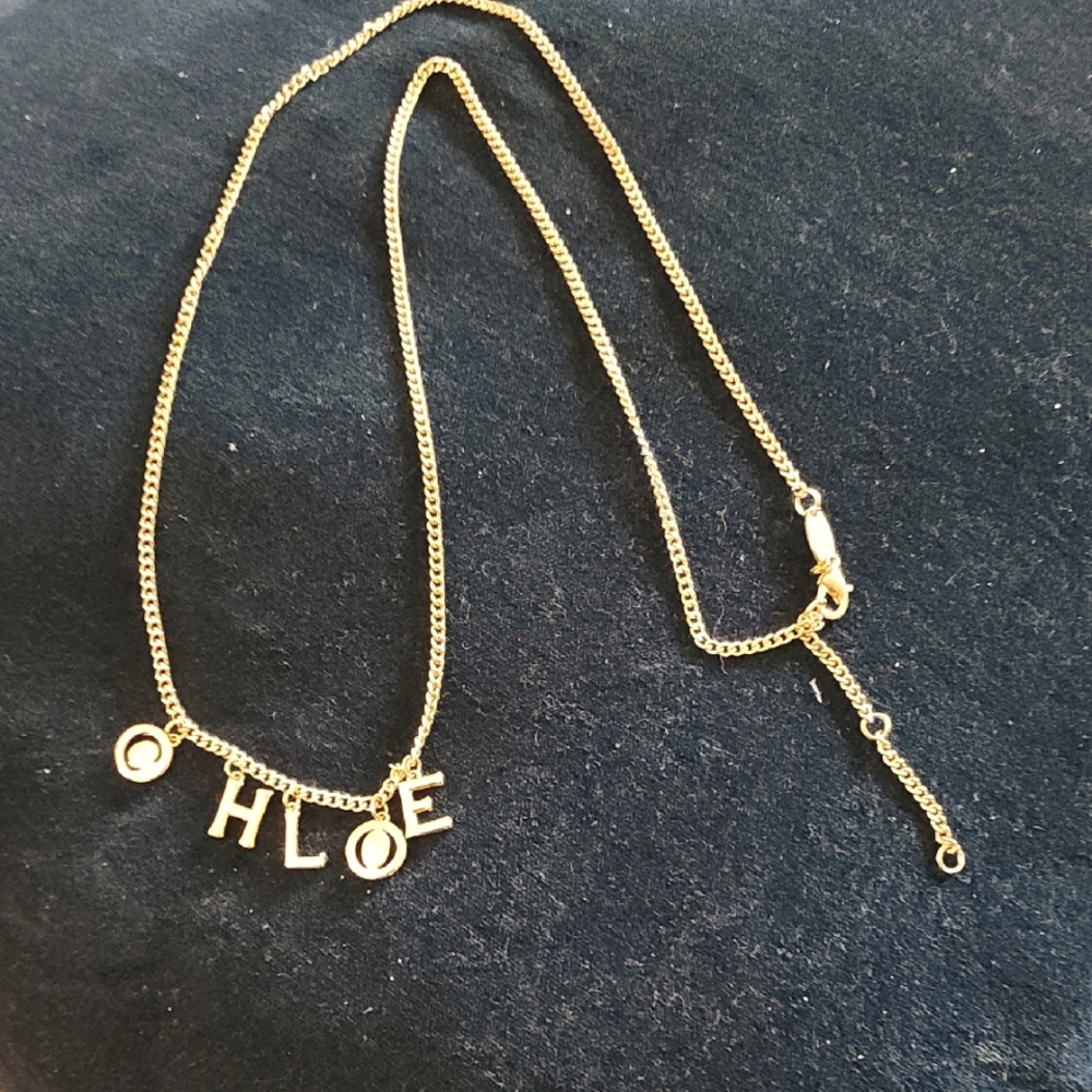 Gold Minimalist Necklace with Letter Beads